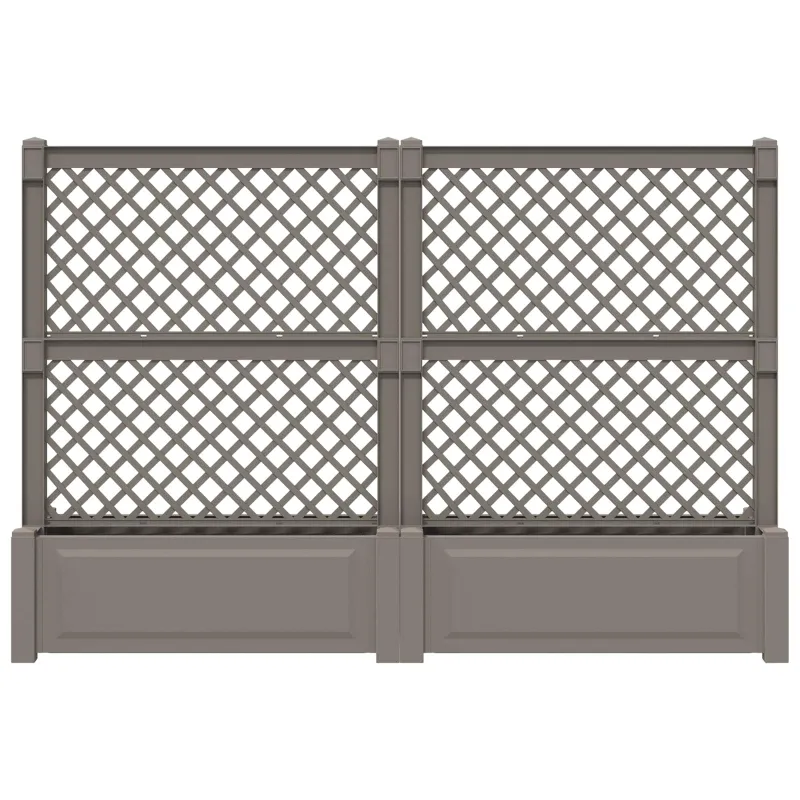 Didelis vazonas su treliu 2 pcs Pilka 200 x 43 x 133,5 cm PP