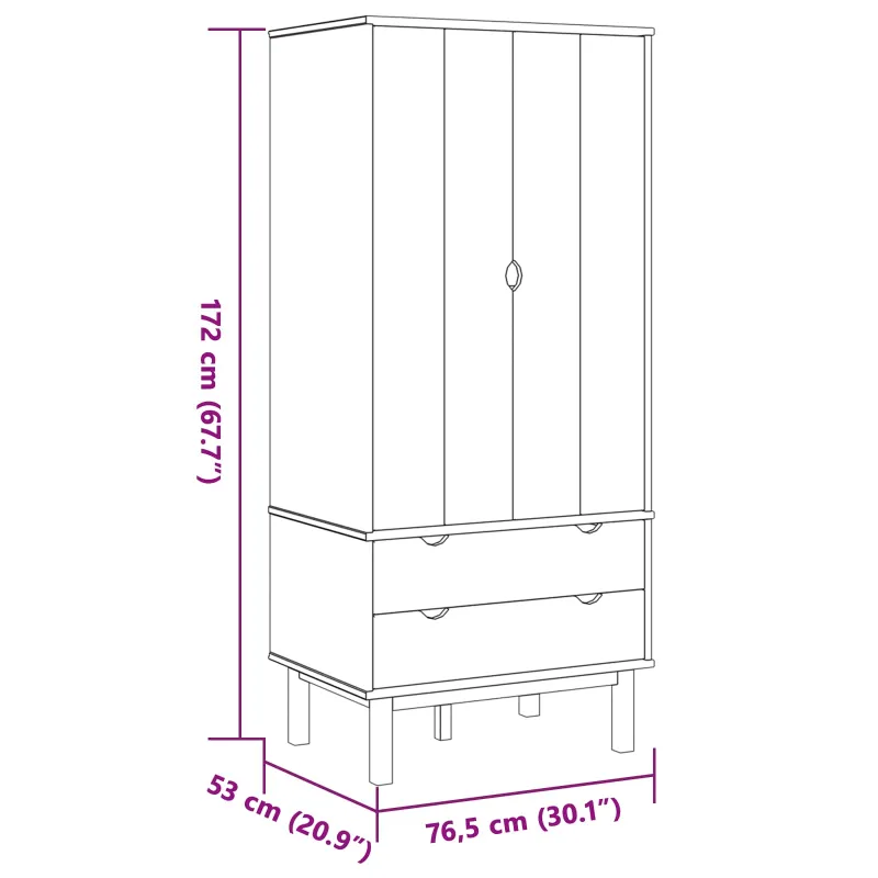 Spinta OTTA Juoda 76,5 x 53 x 172 cm Pušies medienos masyvas