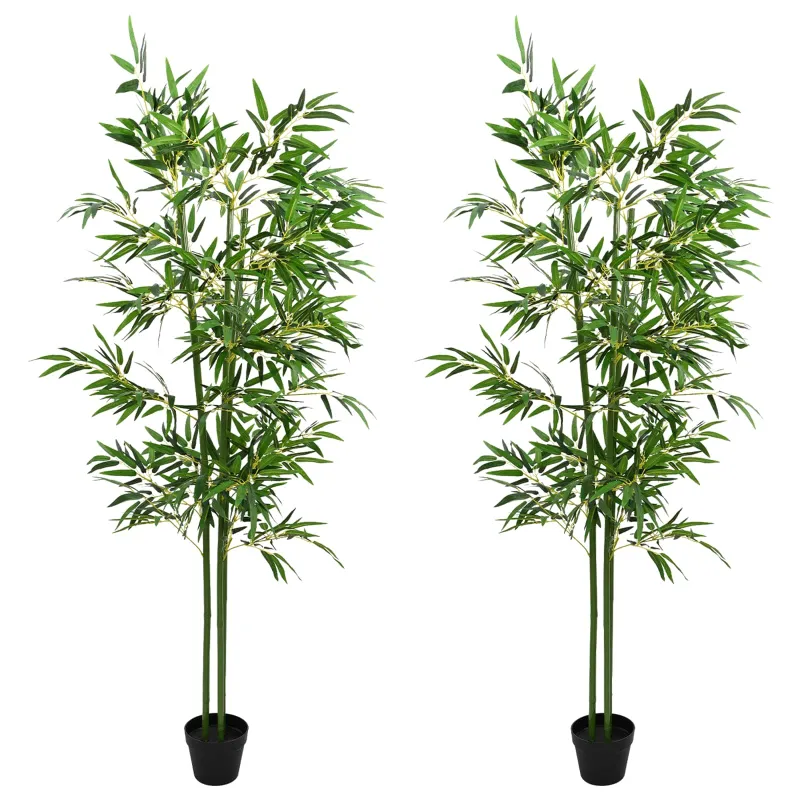Dirbtinis bambuko medis 2 pcs Žalia 60 x 18 x 190 cm