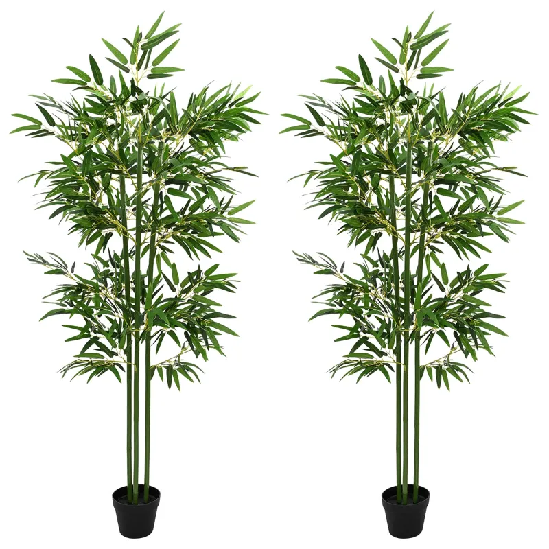 Dirbtinis bambuko medis 2 pcs Žalia 45 x 18 x 175 cm