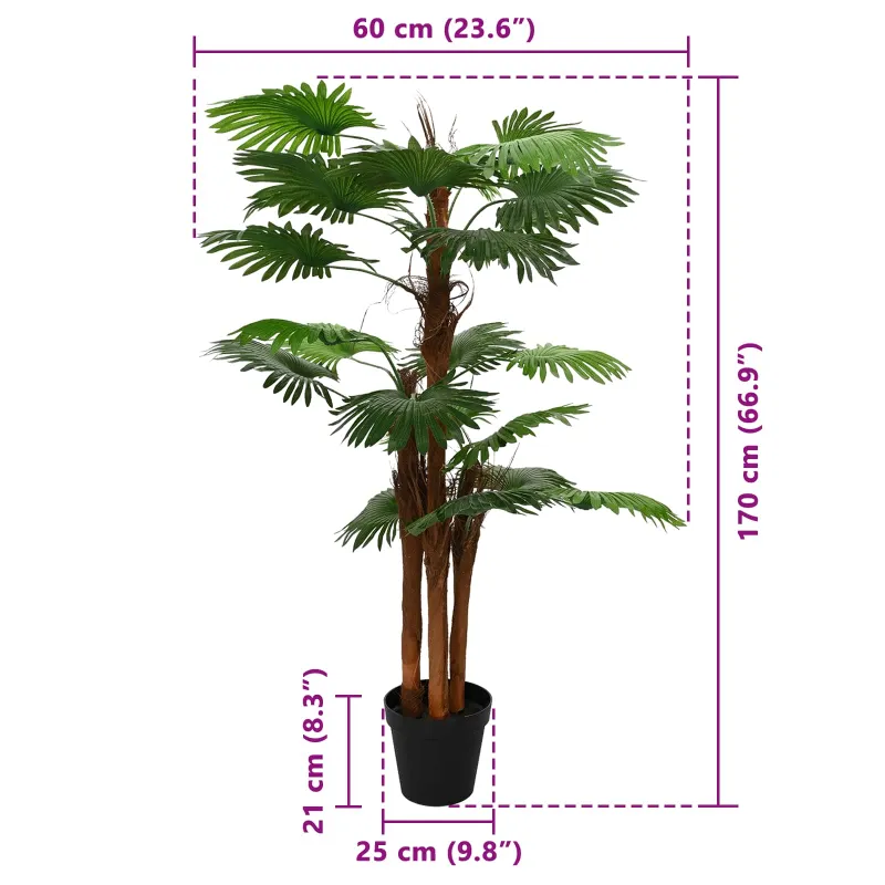 Dirbtinė Ventiliatoriaus Palmė Žalia 60 x 25 x 170 cm