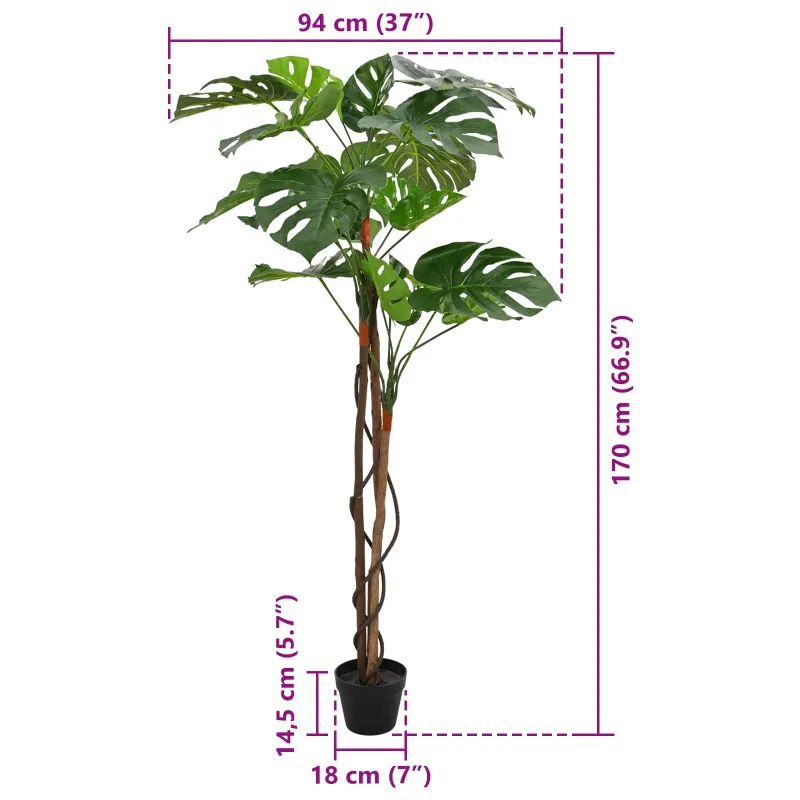 Dirbtinė Monstera Augalas Žalia 94 x 18 x 170 cm