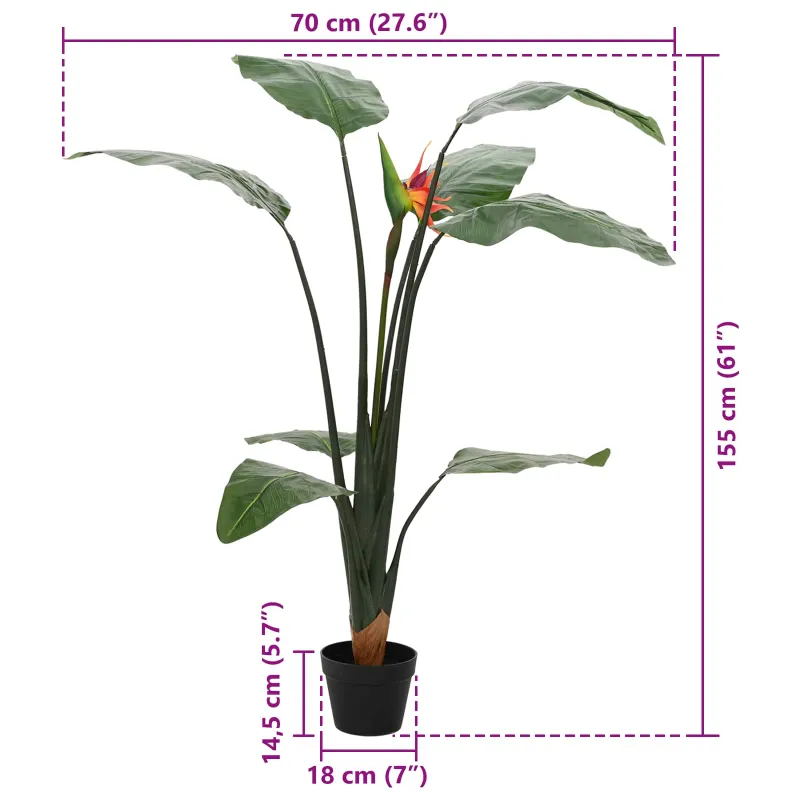 Dirbtinis Strelitzia Augalas Žalia 70 x 18 x 155 cm