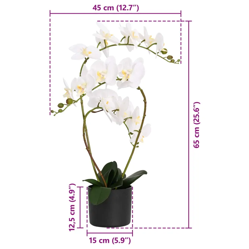 Dirbtinė orchidėja su vazonu Balta 45 x 15 x 65 cm