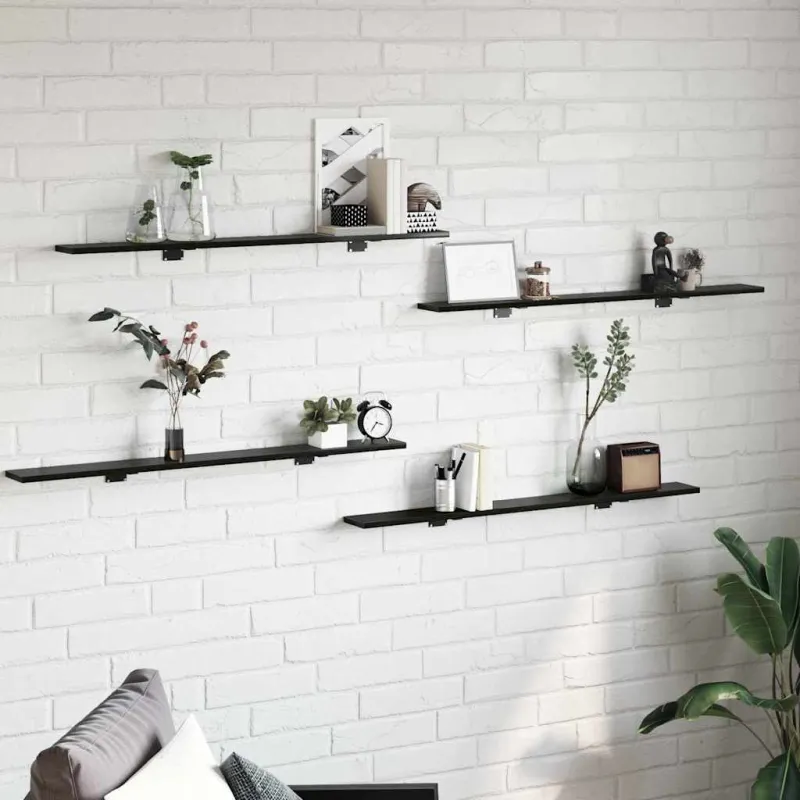 Knygų lentyna 4 pcs Juodas 100 x 10 x 1,5 cm Apdirbta mediena