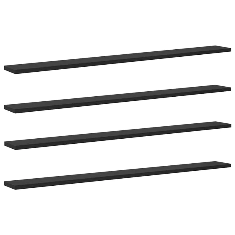 Knygų lentyna 4 pcs Juodas 100 x 10 x 1,5 cm Apdirbta mediena