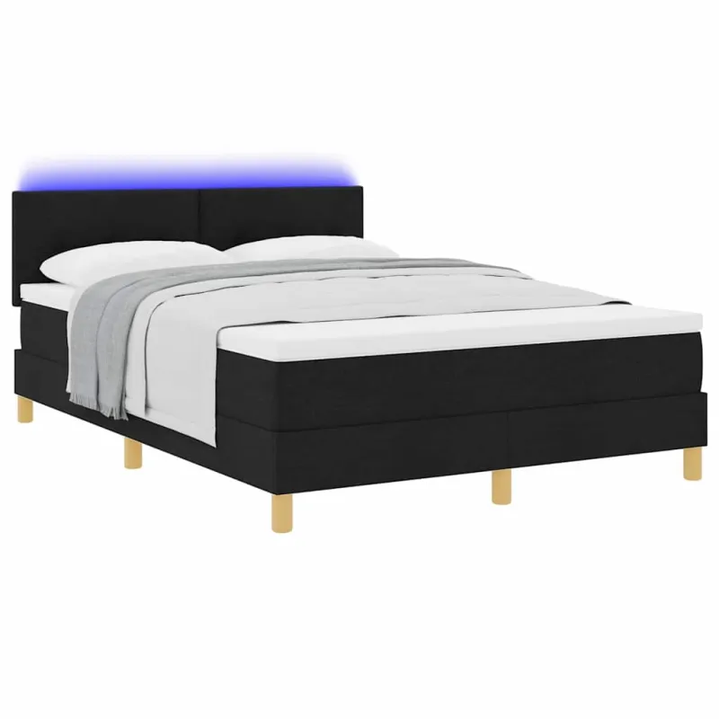 LED Čiužinio Lova su galvūgalio Juodas 140 x 190 cm audinys