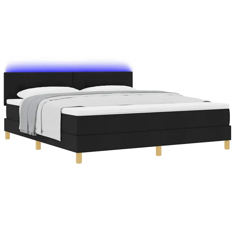 LED Čiužinio Lova su galvūgalio Juodas 180 x 200 cm audinys