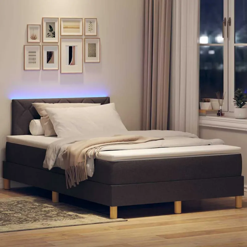 LED Čiužinio Lova Tamsiai rudas 120 x 200 cm audinys