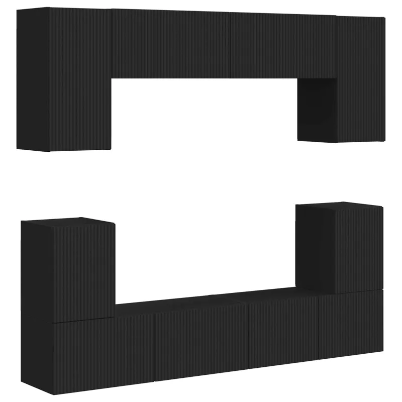 TV spintelių komplektas 5 pcs Juoda Apdirbta mediena