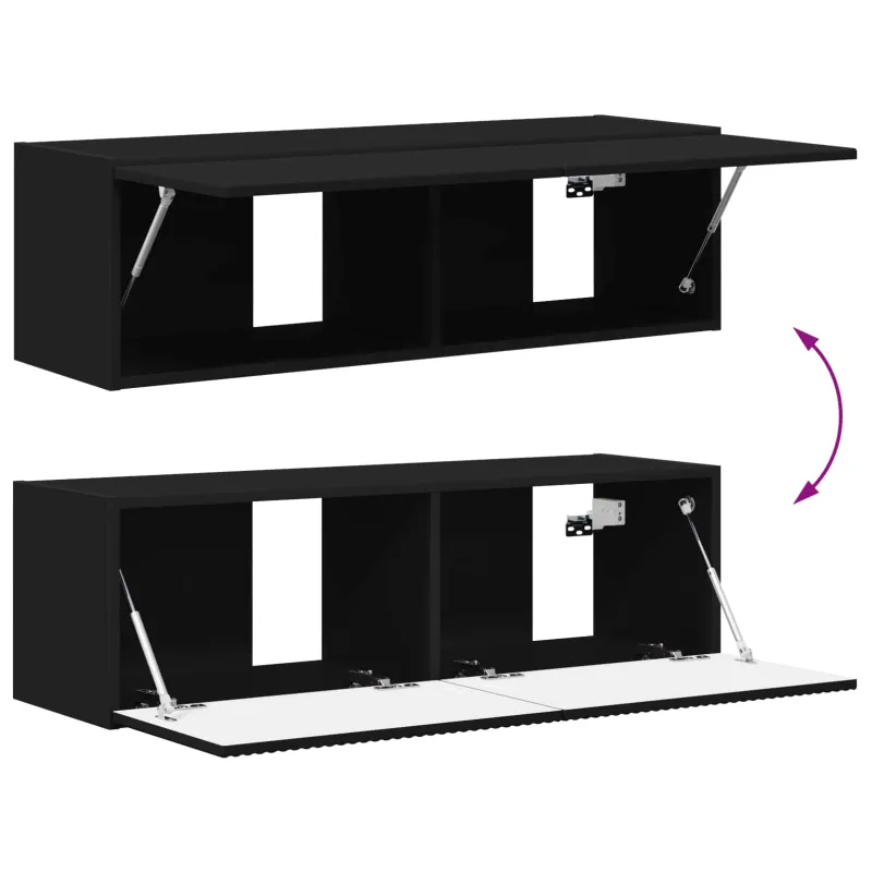 TV spintelių komplektas 4 pcs Juoda Apdirbta mediena