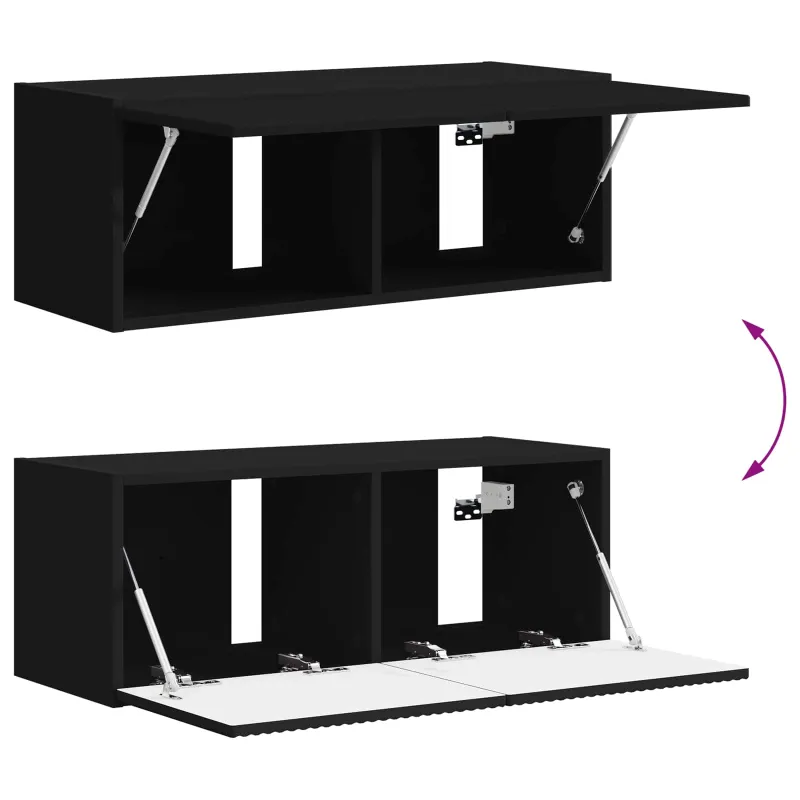 TV spintelių komplektas 4 pcs Juoda Apdirbta mediena