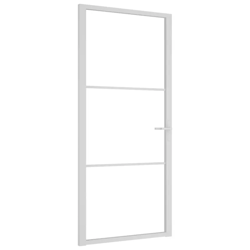 Vidaus durys, baltos, 93x201,5cm, ESG stiklas ir aliuminis