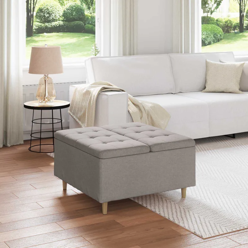Laikymo osmanas su pagalve Taupe 80 x 80 x 45 cm audinys