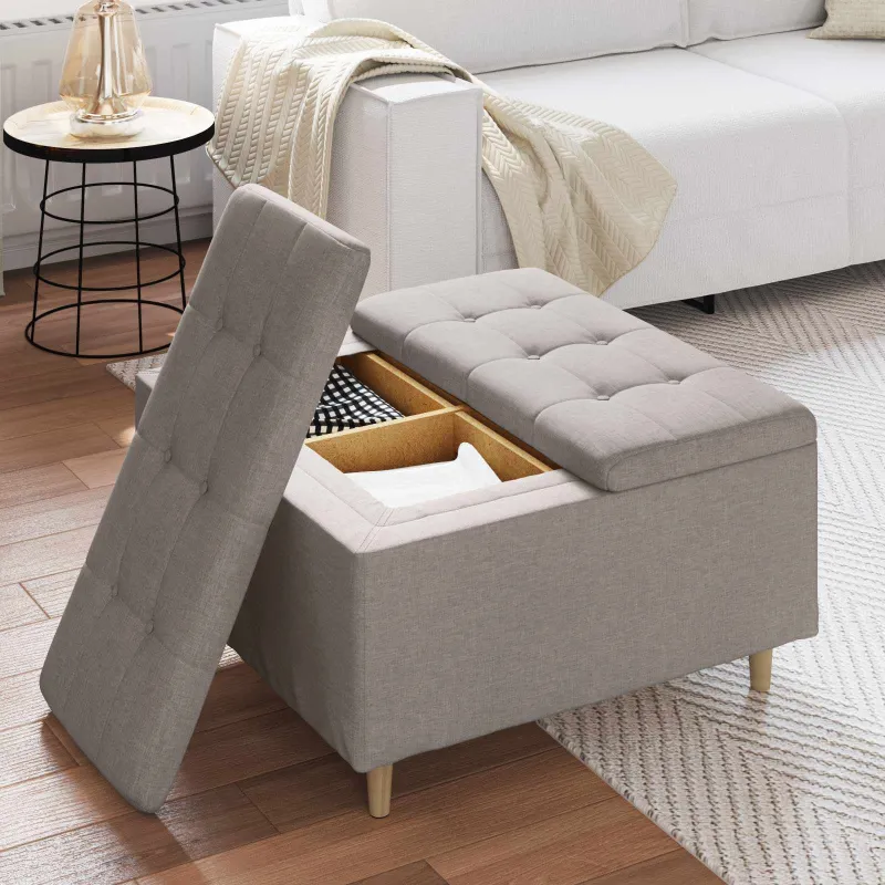 Laikymo osmanas su pagalve Taupe 80 x 80 x 45 cm audinys