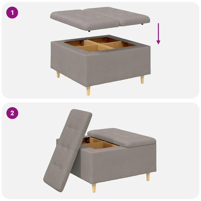Laikymo osmanas su pagalve Taupe 80 x 80 x 45 cm audinys