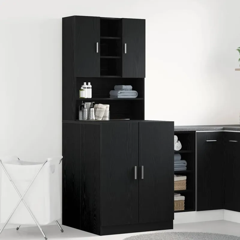 Skalbyklės spinta 2 pcs Juodas ąžuolas 70,5 x 71,5 x 181,5 cm