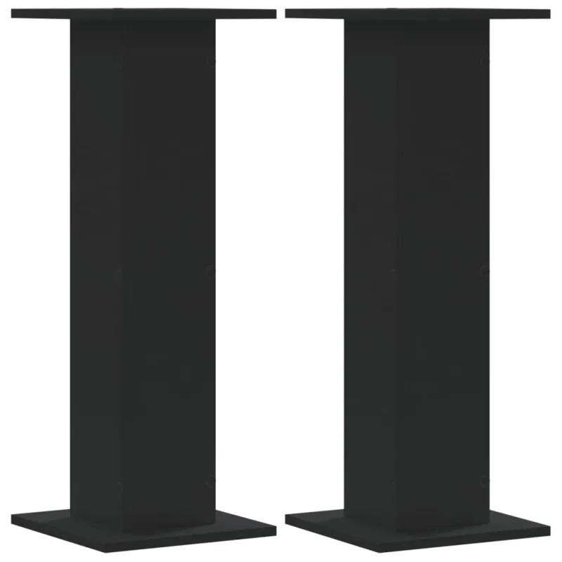 Garsiakalbių stovai, 2vnt., juodi, 30x30x80cm, apdirbta mediena