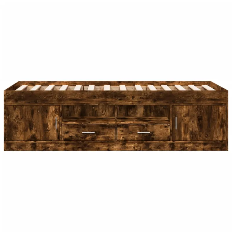 Kušetė su stalčiais be čiužinio, dūminio ąžuolo, 90x200 cm