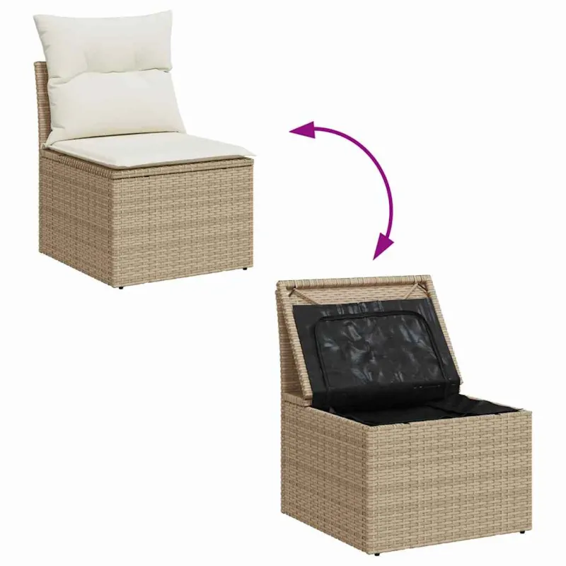 Sodo sohvaryhmä tyynyine, 8 osaa, hiekanvärinen polyrottinki