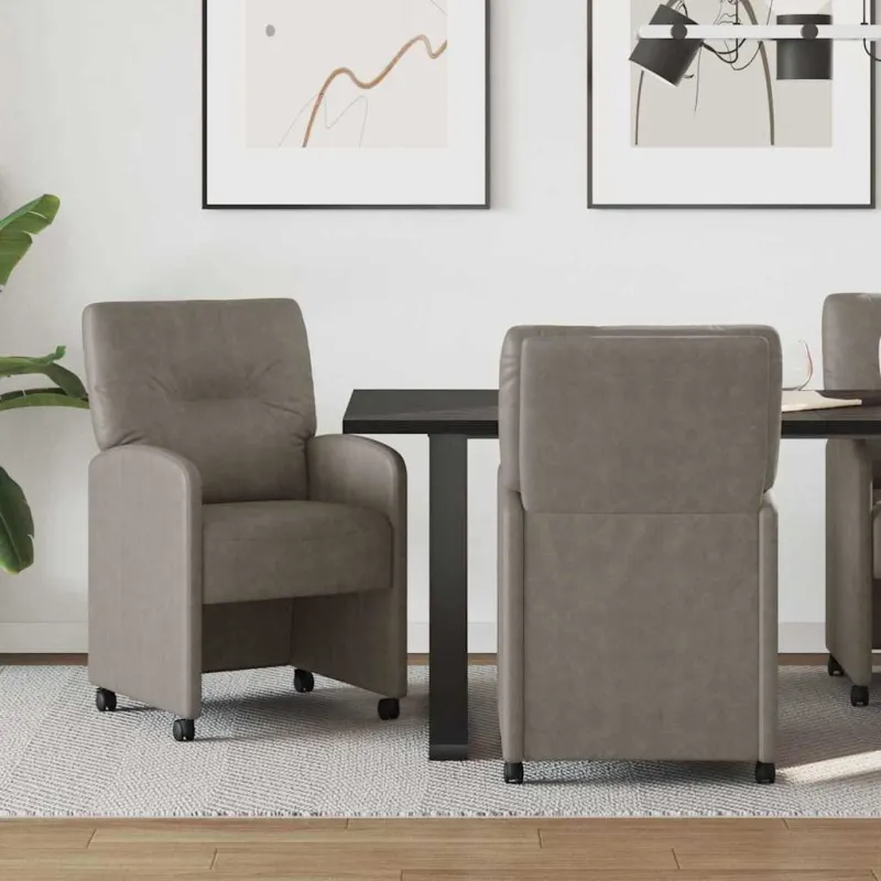 Valgomojo Kėdės su Ratukais 2 pcs Pilka 57 x 67 x 95 cm