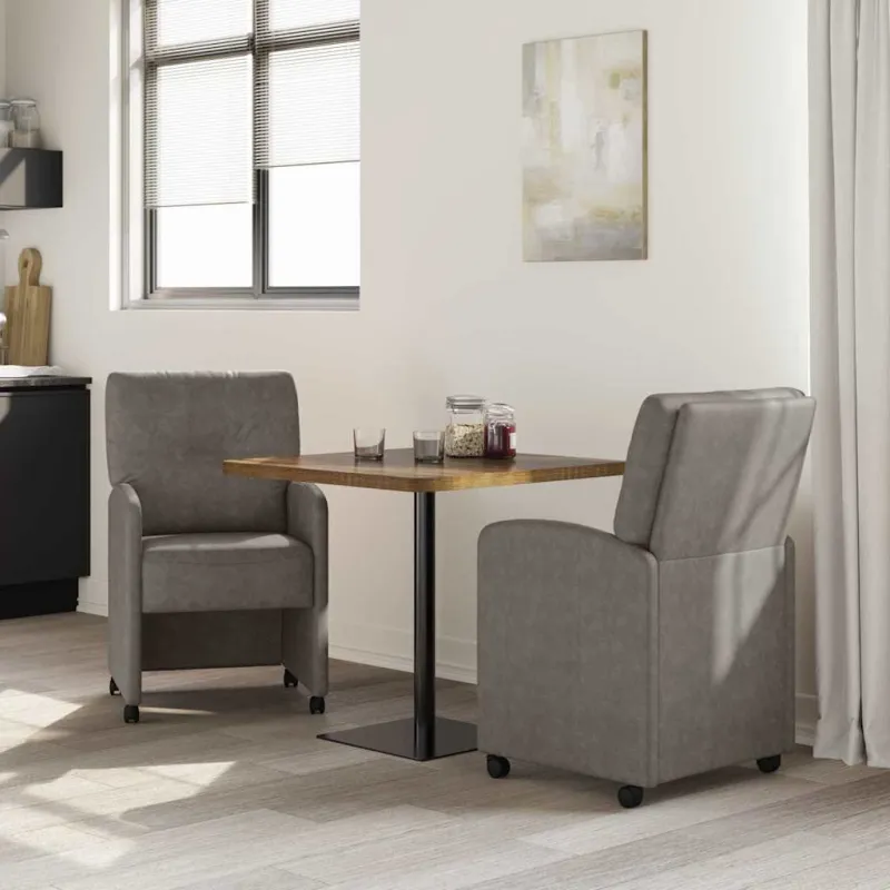 Valgomojo Kėdės su Ratukais 2 pcs Pilka 57 x 67 x 95 cm