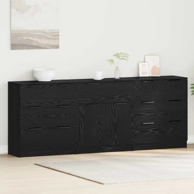 Kabalas 3 pcs Juodas ąžuolas 181 x 30 x 70 cm Apdirbta mediena