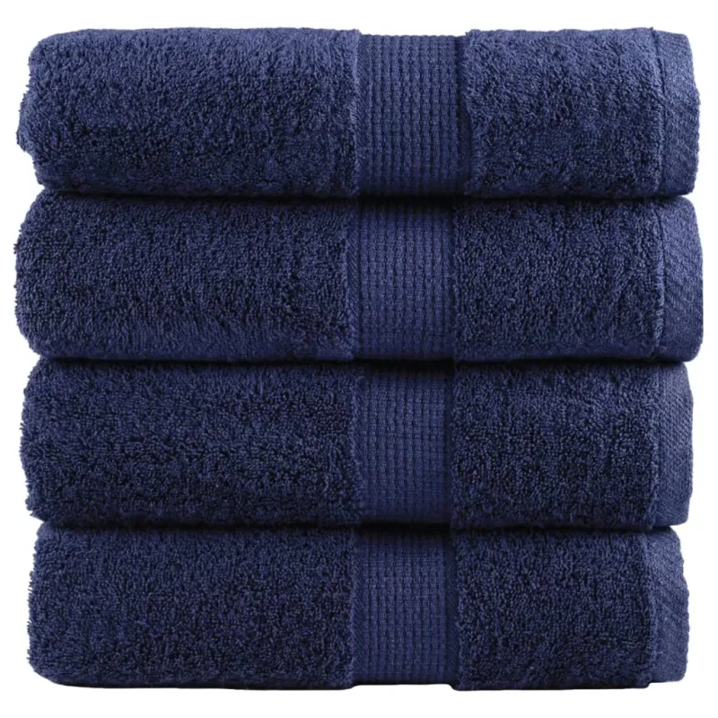 Aukščiausios kokybės svečių rankšluosčiai SOLUND, 4 vnt., tamsiai mėlyni, 30x50 cm, 600 g/m²
