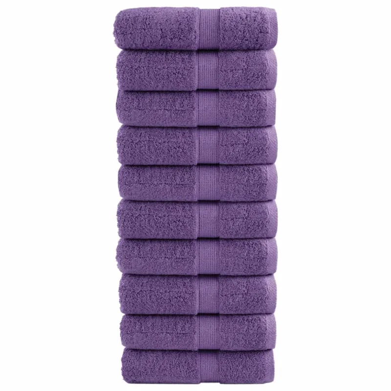 Aukščiausios kokybės svečių rankšluosčiai SOLUND, 10 vnt., violetiniai, 30x50 cm, 600 g/m²