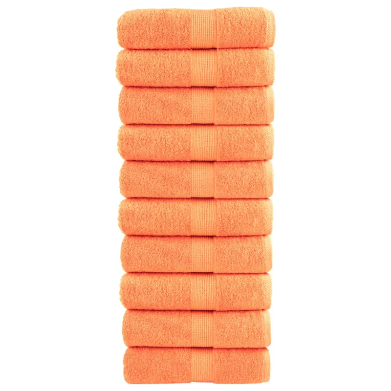 Aukščiausios kokybės svečių rankšluosčiai SOLUND, 10 vnt., oranžiniai, 30x50 cm, 600 g/m²