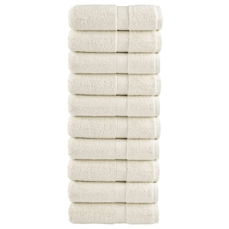 Aukščiausios kokybės rankšluosčiai SOLUND, 10 vnt., kreminės spalvos, 30x30 cm, 600 g/m²