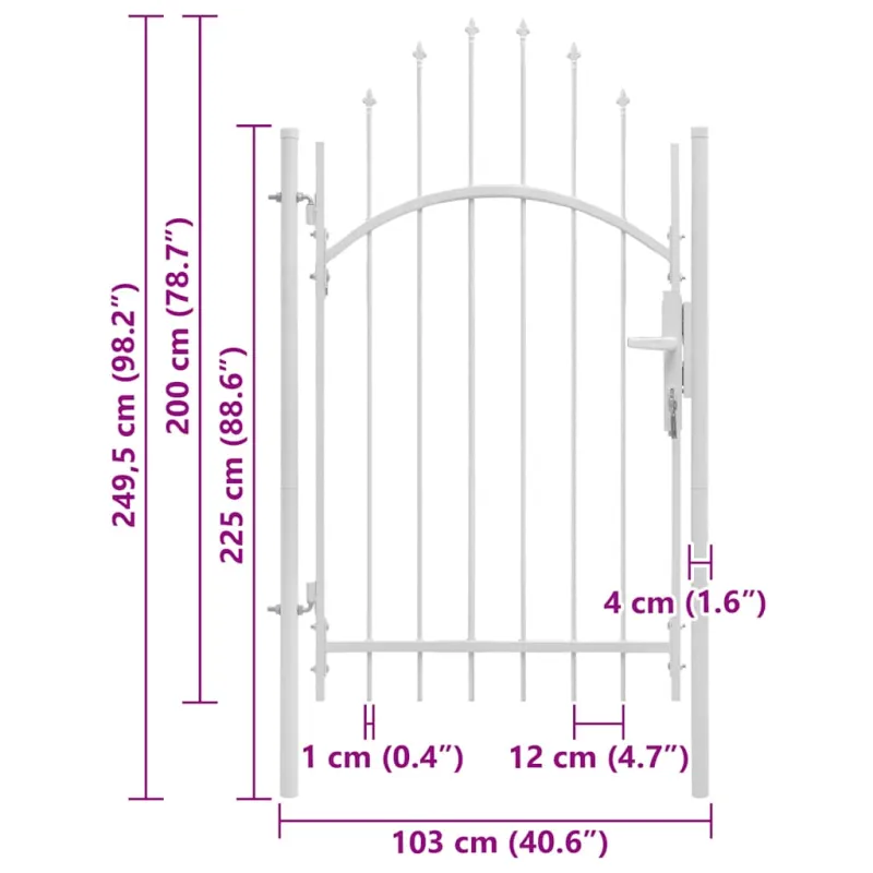Sodo vartai Woerden, plieniniai, 1x2,45 m, balti