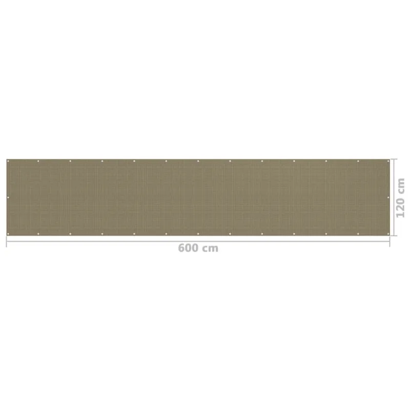 Balkono pertvara, taupe spalvos, 120x600cm, HDPE