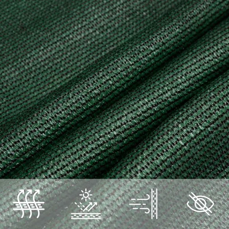 Saulės skėtis, burė, 160 g/m², trapecijos formos, tamsiai žalia, 4/5x3 m, HDPE