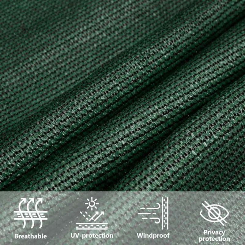 Saulės skėtis, burė, 160 g/m², trapecijos formos, tamsiai žalia, 4/5x3 m, HDPE