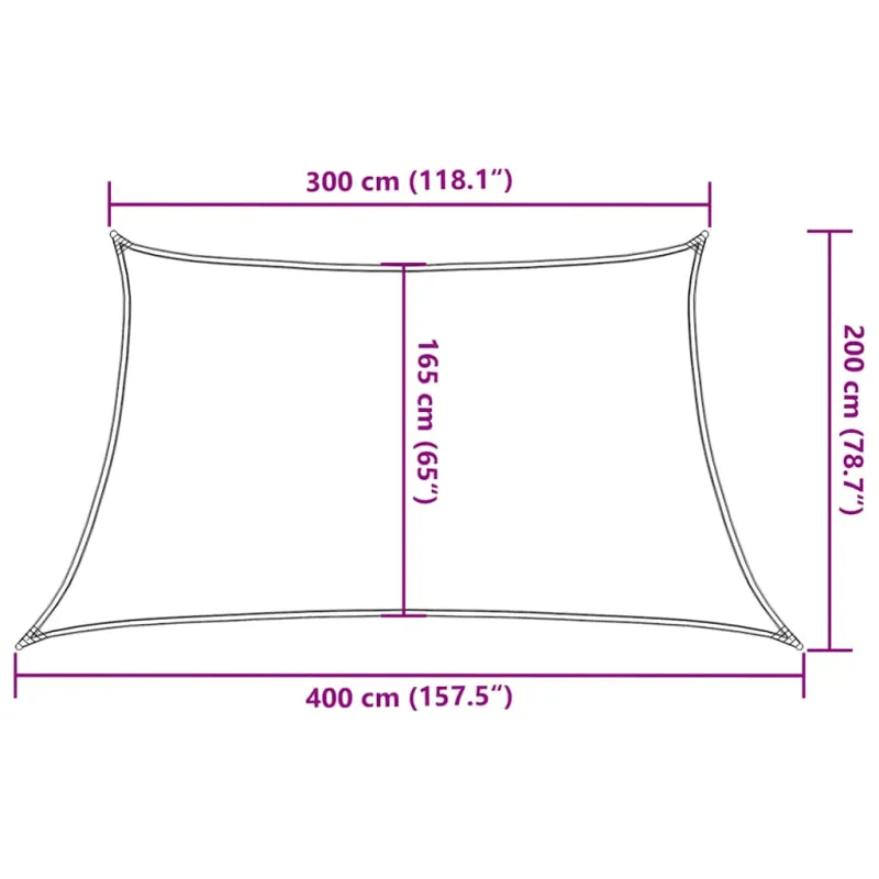 Saulės skėtis, burė, 160 g/m², trapecijos formos, oranžinė, 3/4x2 m, HDPE