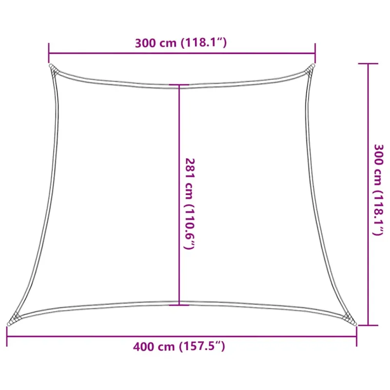 Saulės skėtis, burė, 160 g/m², trapecijos formos, oranžinė, 3/4x3 m, HDPE