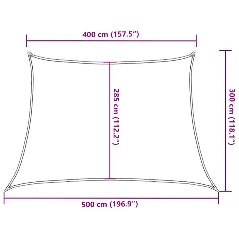 Saulės skėtis, burė, 160 g/m², trapecijos formos, oranžinė, 4/5x3 m, HDPE