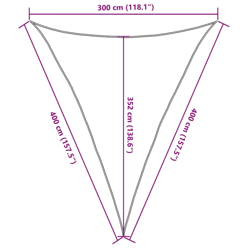 Saulės skėtis, 160 g/m², trikampė, juoda, 3x4x4 m, HDPE