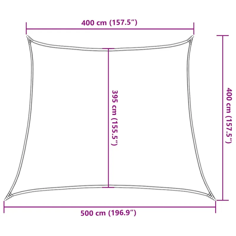 Saulės skėtis, burė, 160 g/m², trapecijos formos, ruda, 4/5x4 m, HDPE