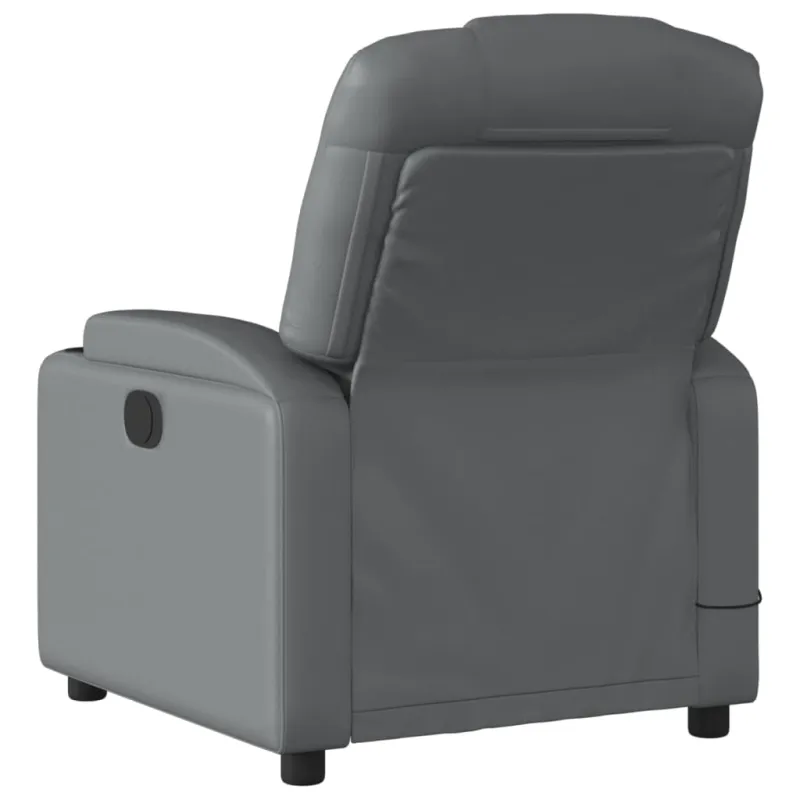 Masažinis atlošiamas krėslas, pilkas, dirbtinė oda