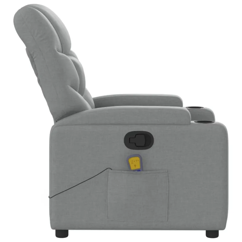 Masažinis atlošiamas krėslas, šviesiai pilkas, audinys