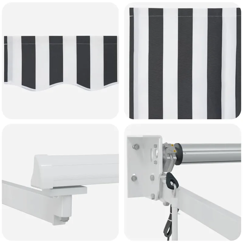 Ištraukiama markizė, antracito ir baltos spalvos, 4x3m, audinys ir aliuminis