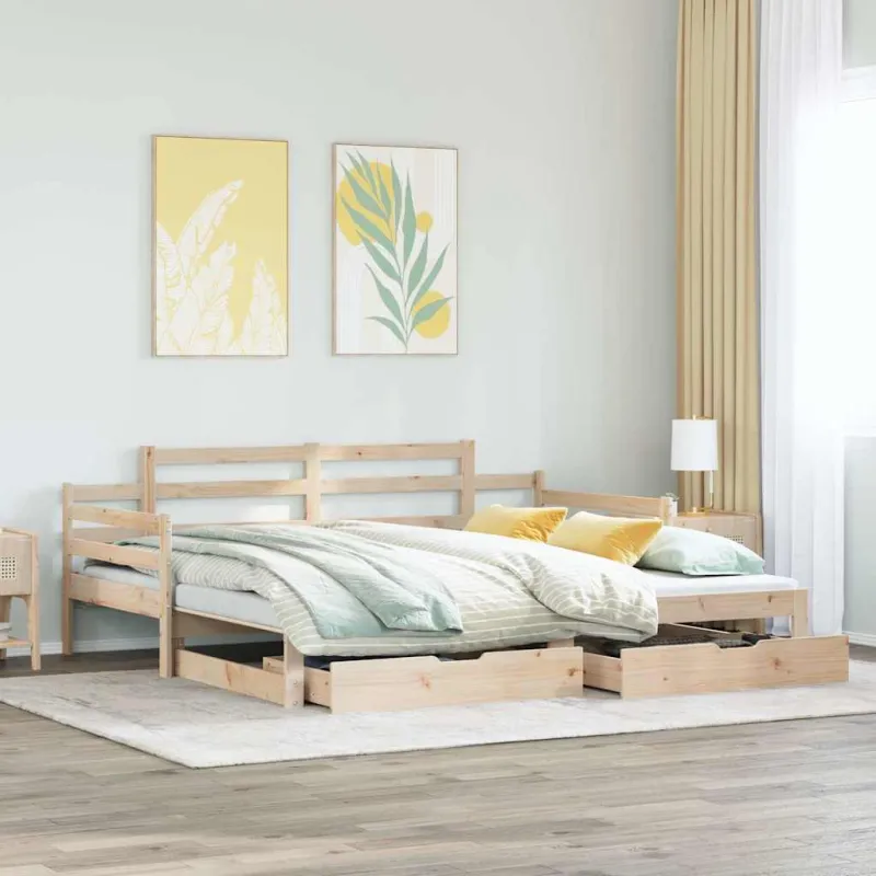 Lova su ištraukiama dalimi/stalčiais be čiužinio, 80x200 cm