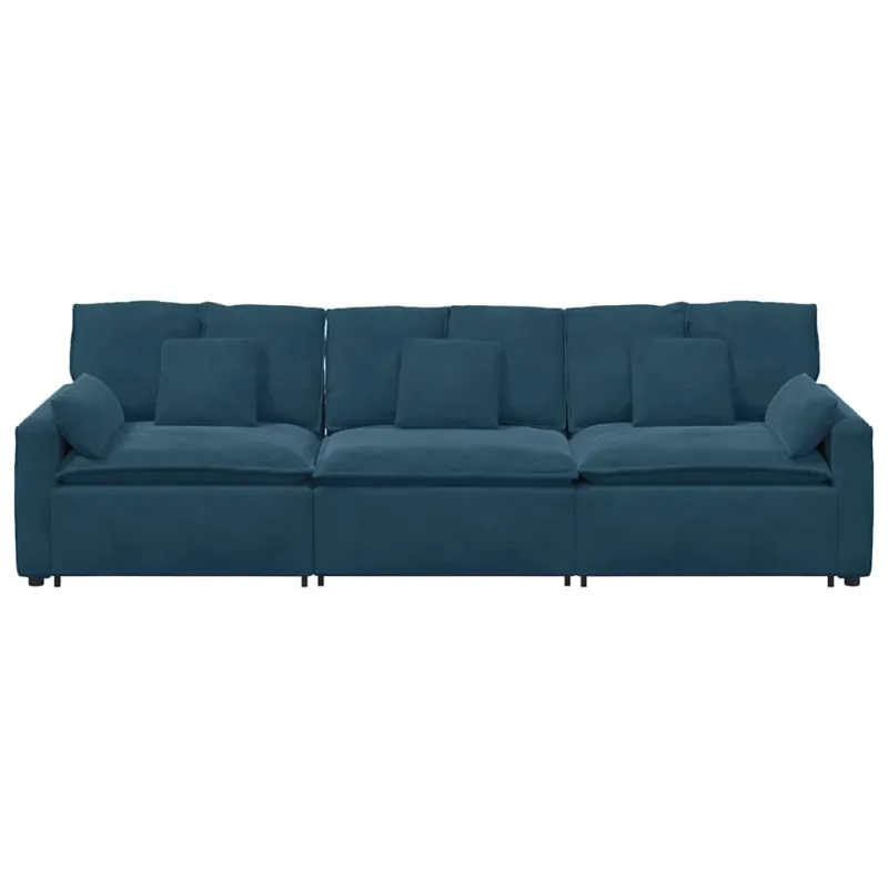 Modulinė sofa su pagalvėlėmis, mėlyna