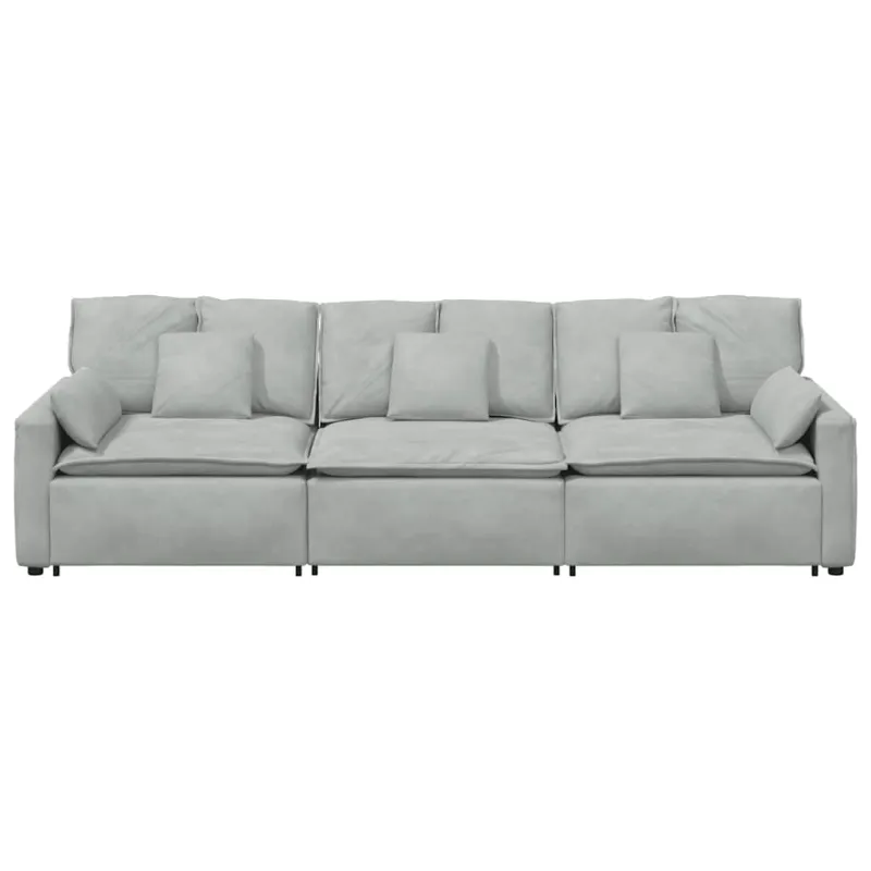 Modulinė sofa su pagalvėlėmis, šviesiai pilka
