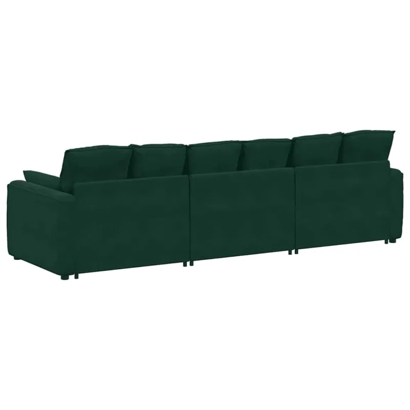 Modulinė sofa su pagalvėlėmis, tamsiai žalia