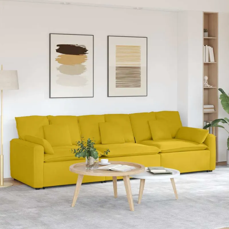 Modulinė sofa su pagalvėlėmis, geltona