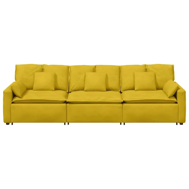 Modulinė sofa su pagalvėlėmis, geltona