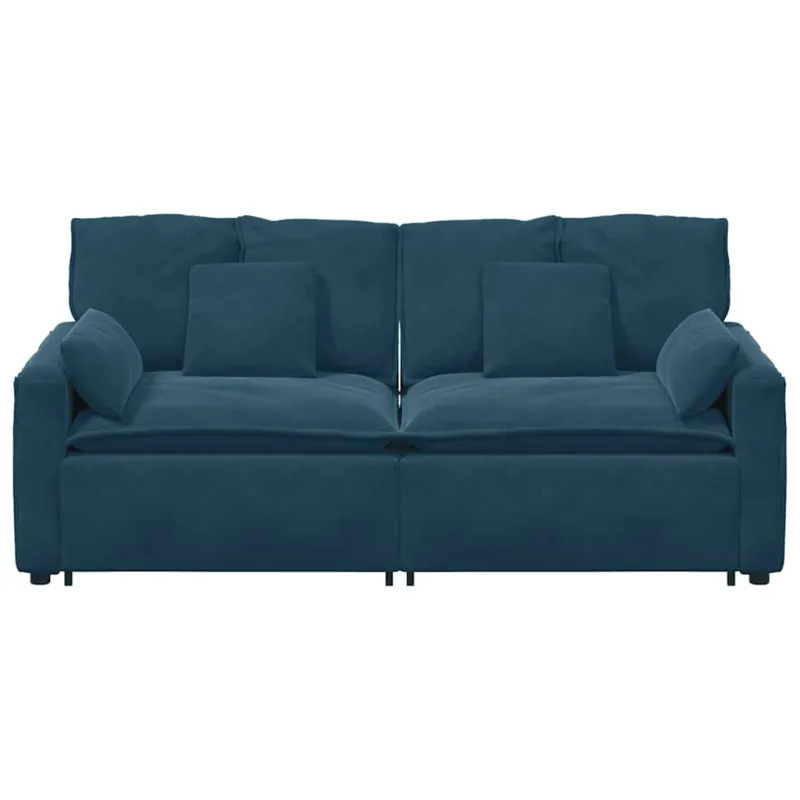 Modulinė sofa su pagalvėlėmis, mėlyna